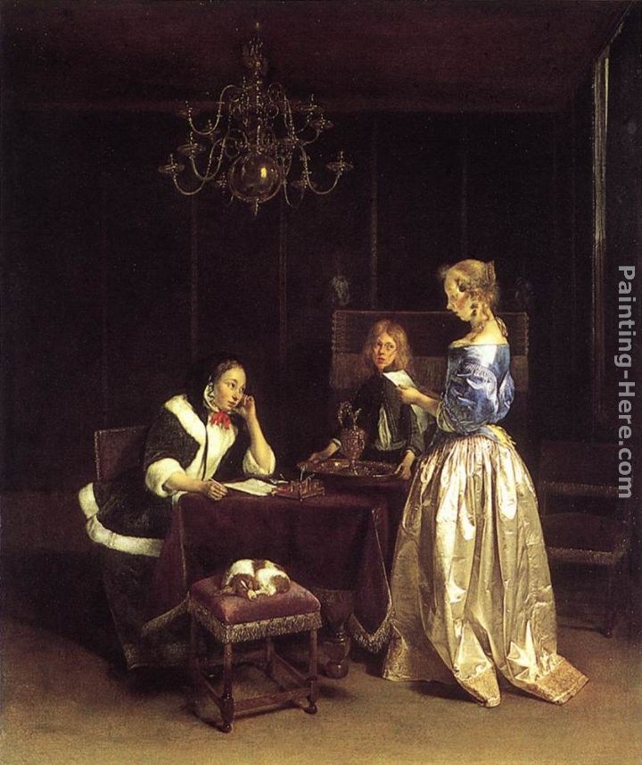 Gerard ter Borch Woman Reading a Letter Painting | Best Paintings For Sale